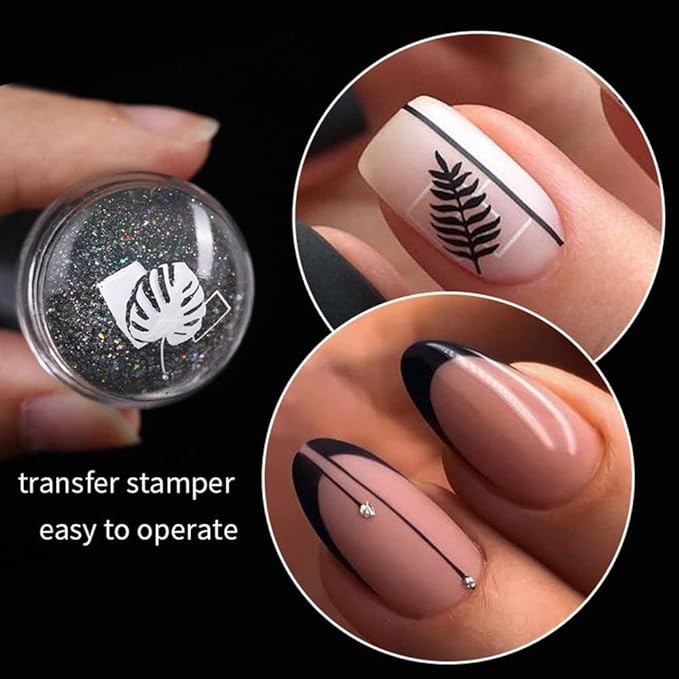 Nail Seal Stamp Silicone Stamper Nail Transfer Print Scraper Plate Transparent Nail Stamper Nail Seal Stamp Manicure Beauty Nail Tool, Nail Art and Polish