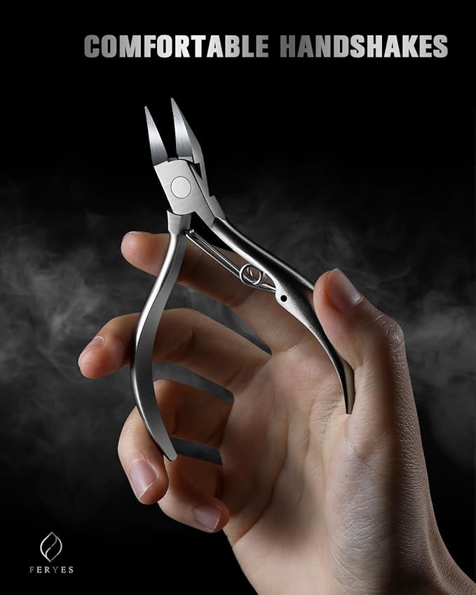 FERYES Toe Nail Clippers for Thick & Ingrown Toenails - Stainless Steel Thick Toenail Clippers for Seniors, Precision Grip Fingernail Clippers for Effortless Trimming - Silver