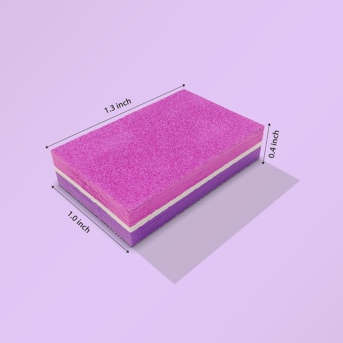 Moray Nail Buffer, Buffer Block Nail File 100/180 Grit, Mini Nail Buffers Block Sponge Double Sided Nail File for Acrylic Nails Manicure Tools 50PCS (Pink-Purple)