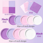 CMUSKO Butterfly Birthday Decorations-150Pcs Light Purple Pink Plates and - Image 4