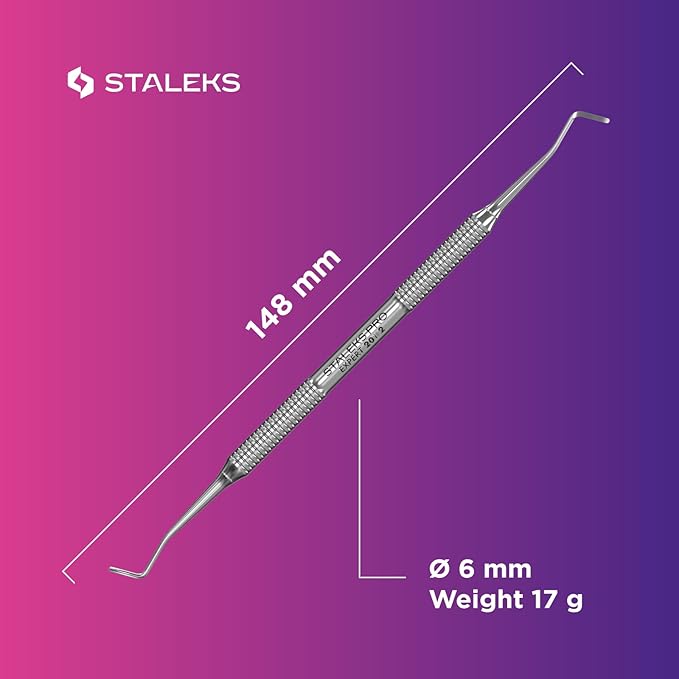 Staleks Pro Pedicure Curette Expert 20 Type 2 – Professional Double-Ended Pedicure Tool Ingrown Nail & Callus Remover Stainless Steel Ergonomic Grip Corrosion Resistant