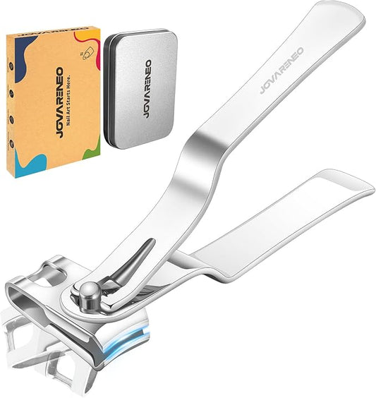 Nail Clippers for Seniors, 360 Degree Rotary Fingernail and Toenail Clippers with Long Handle Ultra Sharp Sturdy Stainless Steel Heavy Duty Large Toe Nail Clippers for Thick Nails Built-in Nail File