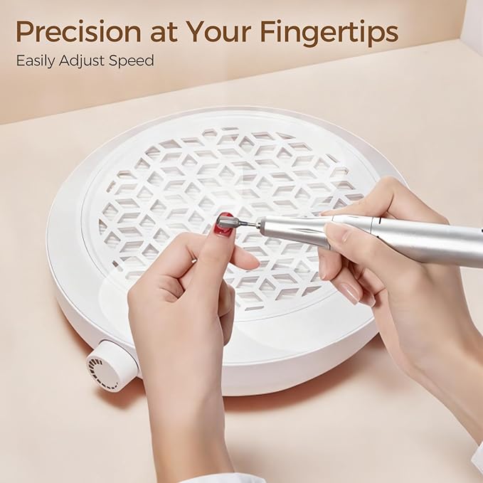 Nail Dust Collector,Powerful Vacuum with Reusable Filter Stepless Speed Adjustment Vacuum Fan Dust Collector, Nail & Foot Care Polishing Tool, for Beginners and Professional Nail Salons