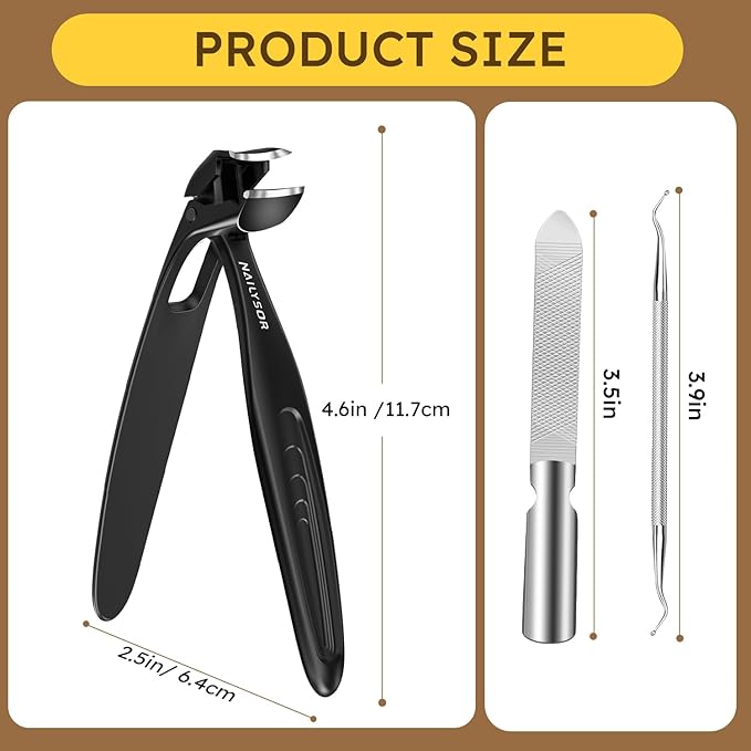 Toenail Clippers for Thick Toenails, Long Handle Nail Clippers for Seniors, Large Fingernail Clipper Angled Head with Catcher, Ergonomic Wide Jaw Opening Heavy Duty Cutter for Men Women