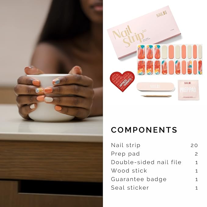 NAILOG Semi Cured Gel Nail Strips (20 Extra Long Stickers/Wraps) | Buy 2 Get 1 UV Lamp| Glossy & Long Lasting Soft Gel Finishing, Masterpiece