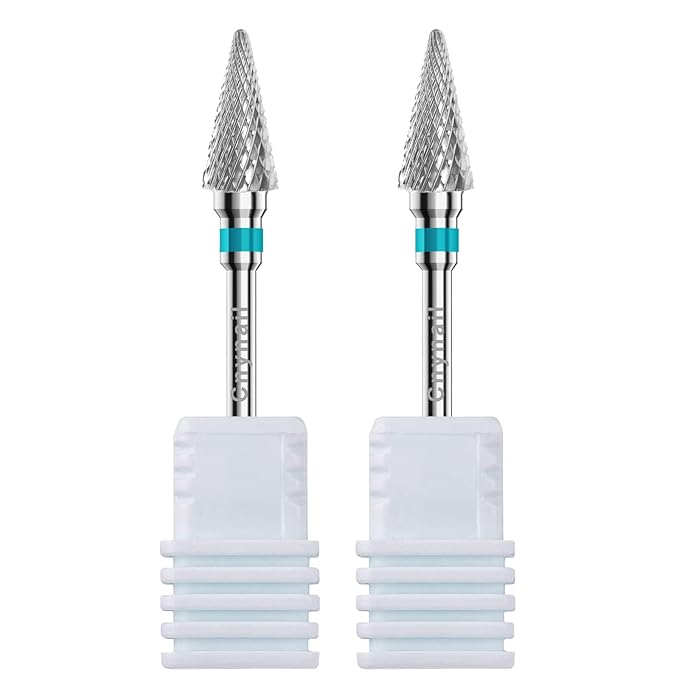 3/32" 2PCS Clean Umberllas Bits Medium Grit Carbide Cuticle Cleaner Bit for Electric Nail Drills – Professional Manicure Tool for Nail Salons and Home Use (M Grit. Silver)