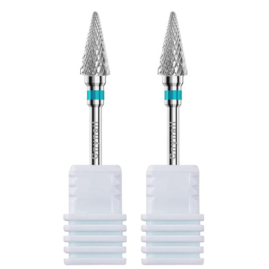 3/32" 2PCS Clean Umberllas Bits Medium Grit Carbide Cuticle Cleaner Bit for Electric Nail Drills – Professional Manicure Tool for Nail Salons and Home Use (M Grit. Silver)
