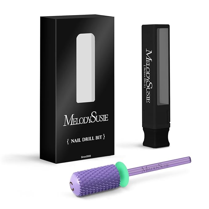 MelodySusie Safety Nail Drill Bits, 3/32'' Smooth Round Top Large Barrel Carbide Bits, Suitable for Manicure Pedicure Cuticle Gel Polishing, Beginners Bits, Purple, Series Bit-S, C