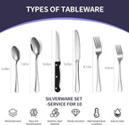 60-Piece Silverware Set with Steak Knives Stainless Steel Flatware Set - Image 3
