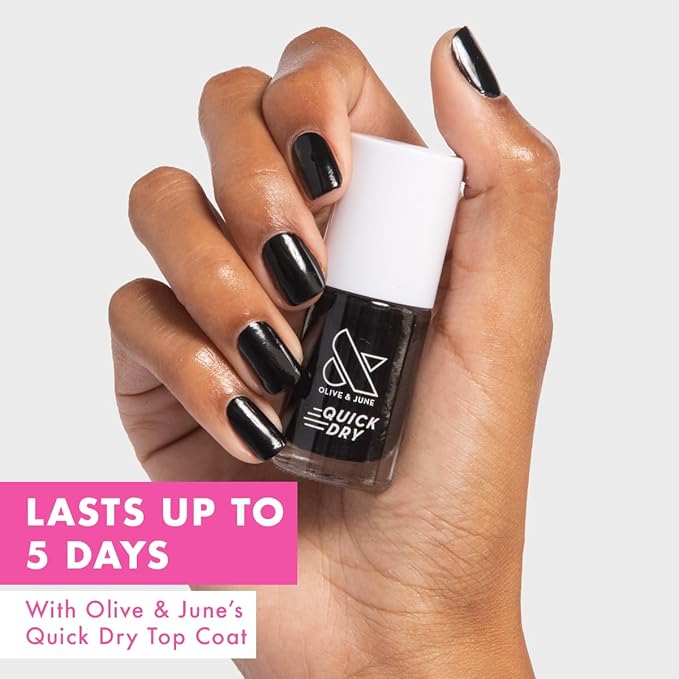 Olive & June Quick Dry Nail Polish | Instant, Fast-Drying, Smudgeproof Color | 15-free, Vegan, Cruelty-Free Formula | Lasts up to 5 Days | Salon-Quality Manicure Pedicure at Home | Cateye Inky Black