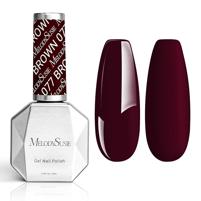 MelodySusie Thick Brown Gel Nail Polish,0.5fl oz Nails Soak Off UV LED Dark Red Brown Gel Polish Gift for Women Nail Art Manicure Salon DIY Nail Design Decoration at Home-077