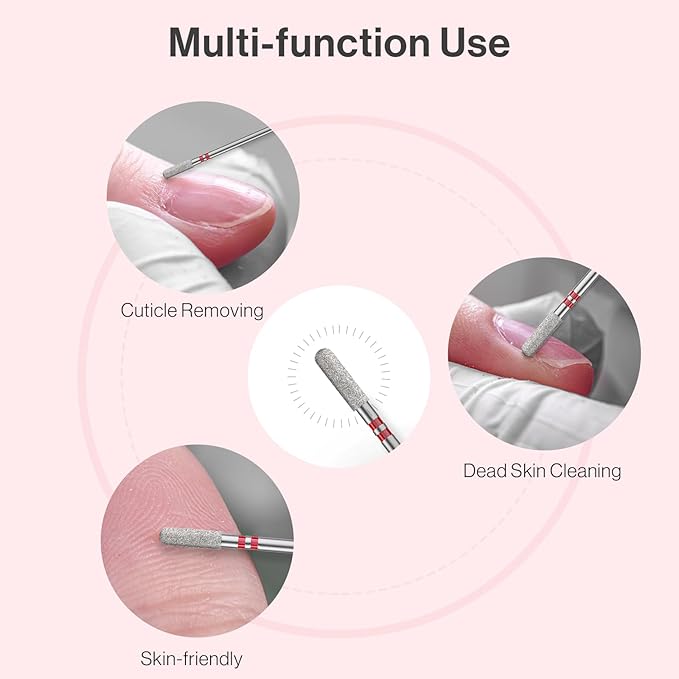 MelodySusie 3mm Rounded Top Barrel Cuticle Clean Nail Drill Bit 3/32'', Professional Safety Carbide Diamond Under Nail Cleaner for Cuticle Dead Skin Nail Prepare, Beginners Bits, Series Bit-S, Fine