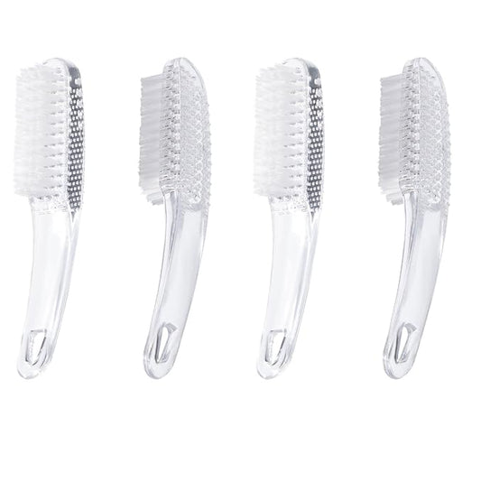 6 Pcs Handle Grip Nail Brushes for Cleaning, Long Handle Fingernail Cleaner, Hand Nail Toes Cleaning and Scrubbing Brushes, Pedicure Nail Scrubber Non-Slip for Men and Women, Clear