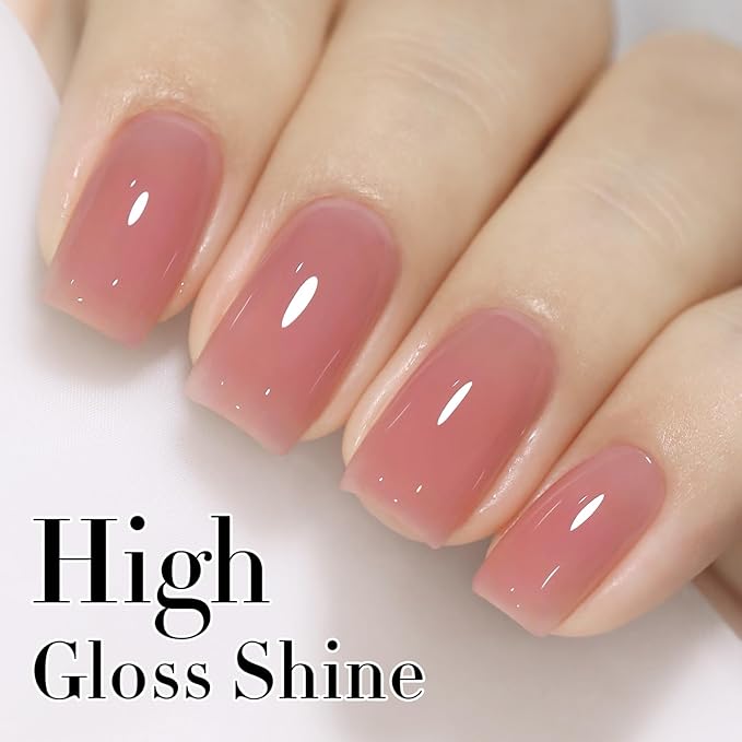 Double Rhythm Gel Polish 15ML Jelly Sheer Pastel Light Milky Color Pearl White Bottle 1 PC 0.5 OZ Full Size Nail Art Salon at Home (Milky Pink-D1385)