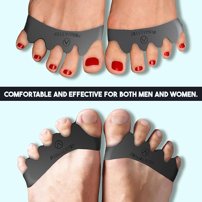 PrimalStep Toe Separators, Spreaders, Spacers, Straightener to Correct Toes for Men and Women, Bunion Corrector, Foot Pain, Plantar Fasciitis, Over 50% Thicker, Large