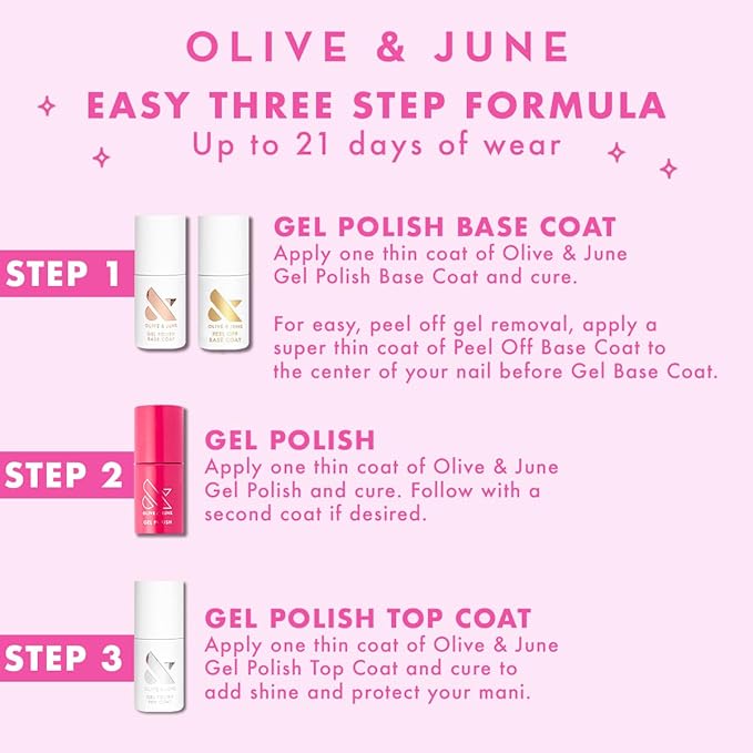 Olive & June Gel Polish | UV LED Nail Lamp Needed | Long Lasting Formula | Up to 21 Days of Wear | Damage-Free Removal | Salon-Quality Manicure, Pedicure at Home | E+M | Inky Black