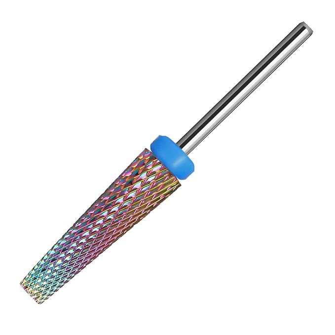 Super Long 5 in 1 Nail Drill Bits, Professional 3/32'' Carbide Tungsten Two Way Rotary Nail Cleaner Nail Bits, Suitable for Manicure Pedicure Cuticle Gel Polishing Acrylic Nails(Rainbow, Medium-M)