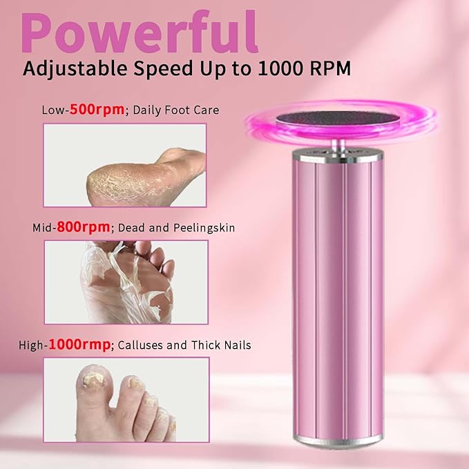 Electric Callus Remover for Feet, USB Power Supply Electric Foot File Sander Scrubber with Speed Controller 60Pcs Replacement Sandpaper Disk for Dead Skin, Cuticles