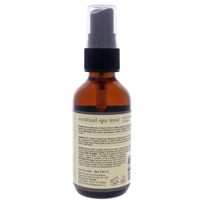 Cuccio Naturale Scentual Spa Mist - Aromatic Spray - Soothes And Softens Skin - Radiant And Rejuvenated Skin - Promotes A Relaxed And Calm Mindset - Paraben Free - Vanilla Bean And Sugar - 2 Oz