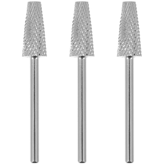 minkissy 3pcs Tapered Barrel Carbide Nail Drill Bit for Nail Polisher Tungsten Steel Conical Nail Drill Head Nail Art Supplies for Electric Nail File Manicure Pedicure