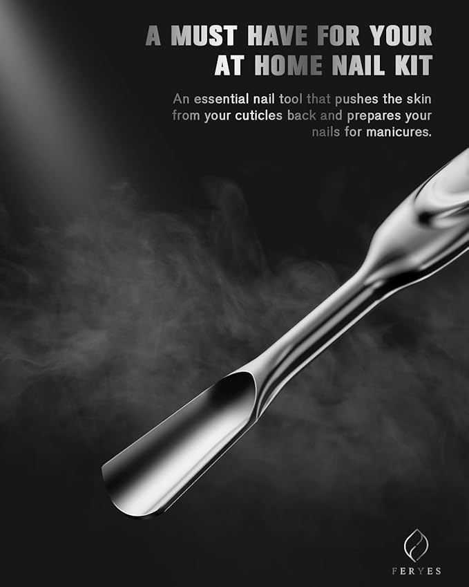 FERYES Elegant Dual-Purpose Cuticle Pusher & Gel Nail Polish Remover - Premium Stainless Steel Cuticle Stick, Cuticle Tool for Manicure and Pedicure Perfection