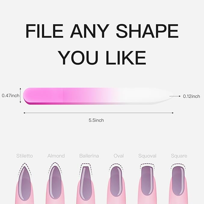 Curvlife 3 Pack Glass Nail File with Case, Professional Nail Buffer & Manicure Tools for Natural Nails, Gentle Nail Care Kit for Smooth, Healthy, and Shiny Finish