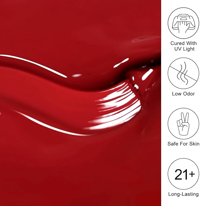 Imtiti Red Gel Nail Polish, 15ML Cherry Dark Red Gel Polish Christmas Red Soak Off LED UV Autumn Winter DIY Art Starter Manicure Salon