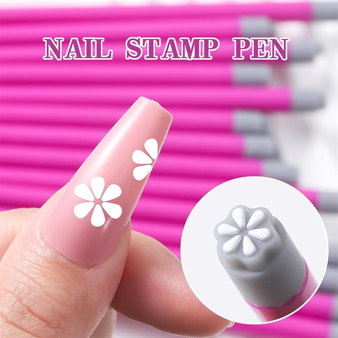 Nail Art Stamping Pen Set – Floral Nail Design Tools for Women and Girl, DIY Nail Doodles Kit – for Party and Homes Manicures – Available in 4, 6, 10, or 15 Pens (10 Pcs nail pen)