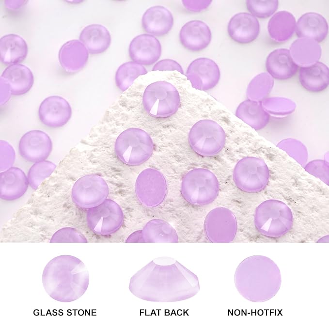 Novani 3000 Pieces Flatback Rhinestones Glass Round Gems Mocha Lt.Purple Crystals for Nail Art DIY Crafts Clothes Shoes,SS6,1.9-2.0mm
