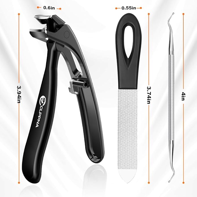 Toenail Clippers for Seniors, 2025 Upgrade Angled Head Nail Clippers for Men with Catcher, CLPPNA Ergonomic Toenails Clipper for Thick Toenails Long Handle, Sharp Wide Jaw Fingernail Clippers Adult