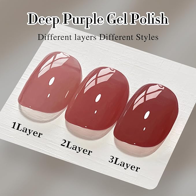 Double Rhythm Gel Polish 15ML Jelly Sheer Pastel Light Milky Color Pearl White Bottle 1 PC 0.5 OZ Full Size Nail Art Salon at Home (Deep Purple-D1528)
