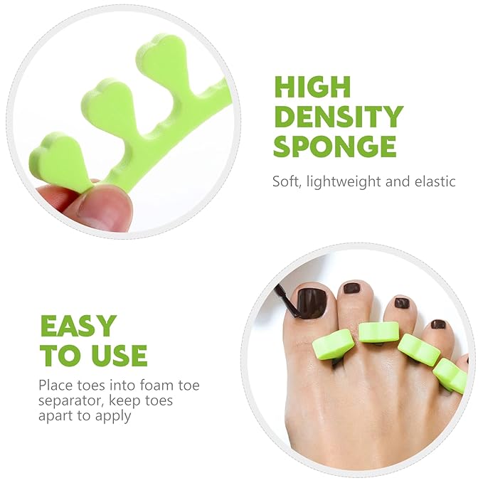 100 Pairs Toe Separators for Pedicure, Pedicure Toe Separators, Pedicure Tools for Feet, Toe Separators for Women, Nail Art Manicure Polish Pedicure DIY Tools, Green
