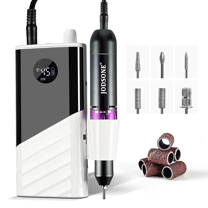 JODSONE Professional Nail Drill 45000 RPM Rechargeable Nail File for Nail Gel Removal Low Noise Portable for Home and Salon