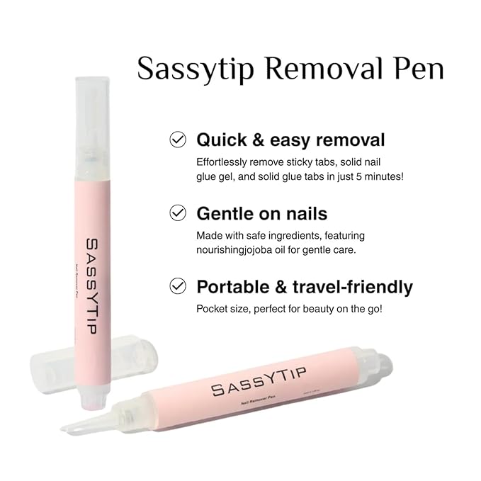 Nail Glue Remover Pen for Press On Nails, Portable Fast-Acting Jojoba Oil Formula, Acetone-Free, At-Home & Travel Care 2ml/0.11fl. oz. (1 Pcs Nail Glue Remover Pen)