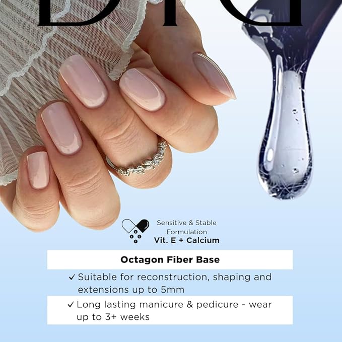 DIDIER LAB Premium Octagon Base and Top Coat Gel Nail Polish - Clear Base Coat Nail Polish and Long Lasting Glossy No Wipe Top Coat - LED UV Nails Polish Soak Off Gel Polish Kit 2pcs