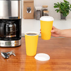 Restaurantware Ripple Wall Coffee Cups 500 Count 16 Ounce Insulated Yellow - Image 12