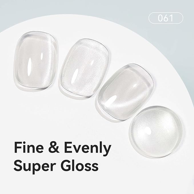 Cat Eye Gel Polish, Magentic Nail Polish Silver Translucent Jelly Color Clear Moonlight UV Gel Glitter Holographic With Magnet For Nail Salon DIY At Home