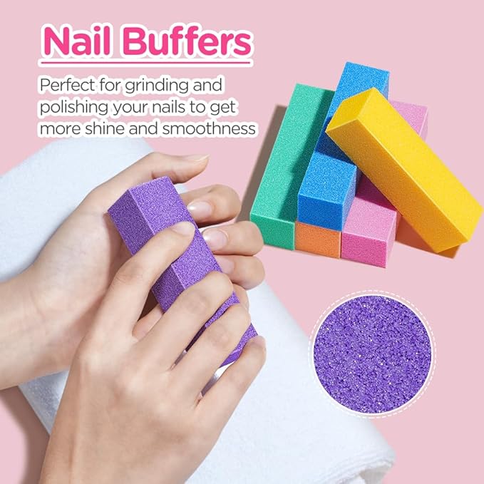 TsMADDTs Nail Buffers and Files, 6PCS Buffer Blocks, 6PCS 100 180 Grit Files, Professional Manicure Tools Kit, Nail Care Tools Kit for Women