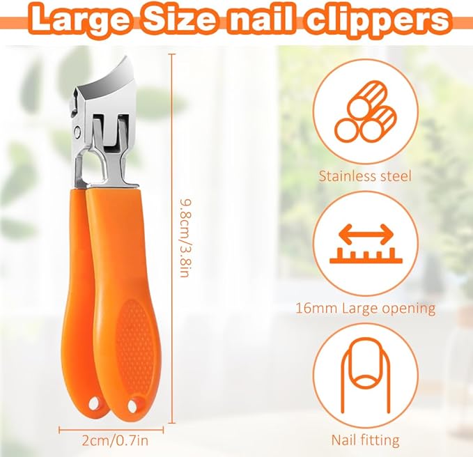 Wide Jaw Opening Anti-Splash Slanted Nail Clipper, Fingernail and Toenail Clippers Clippers for Ingrown Nails, Curved Toenail Clippers for Thick Nails, Household Slanted Nail Clippers (Orange 2pcs)