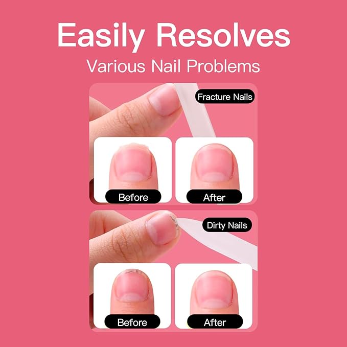 Curvlife 3 Pack Glass Nail File with Case, Professional Nail Buffer & Manicure Tools for Natural Nails, Gentle Nail Care Kit for Smooth, Healthy, and Shiny Finish