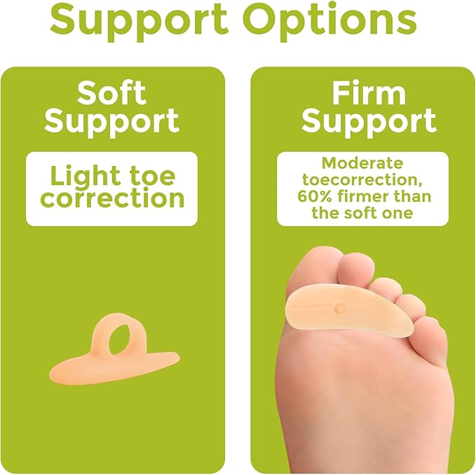 Bukihome Hammertoe Corrector Gel Toe Straighteners - 12 pcs Support Crest for Women & Men - Realign Bent, Crooked, Curled, Claw, Hammer Toes - Beige,Single Loop