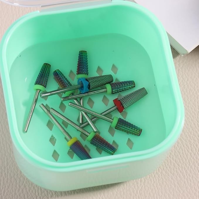 Nail Tool Sterilizer Box Plastic Sterilization Tray for Nail Art Accessories Tools, Portable Disinfectant Container Soaking Box with Strainer for Nail Drill Bits Manicure Cleaning Equipment