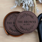 Custom Round Engraved Coasters, Personalized Leather Coaster, Laser Engraved - Image 5