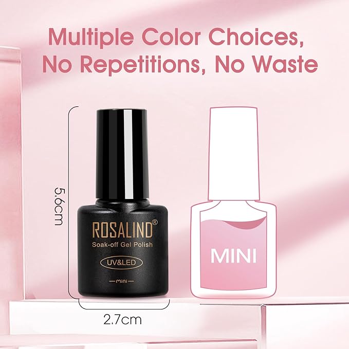 ROSALIND Pink Gel Polish Set, 12 Colors White Pink Purple Glitter Gel Nail Polish Peach Blush Pinks Sparkle Gel Polishes Soak Off Light Purple Gray Spring Romantic Gel Polish Kit