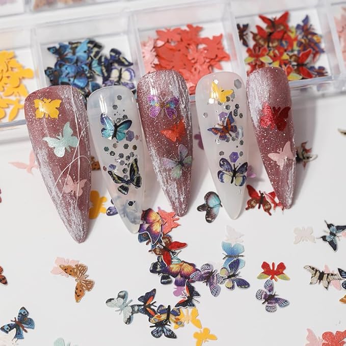600Pcs 3D Mixed Colorful Flower Nail Art Charms Sequins Decals Colorful Mixed Leaves Daisy Design Slice Nail Flowers Ultra Wood Pulp Flakes Sequins 3