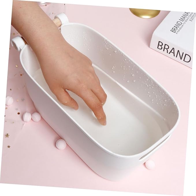Full Hand Soak Bowl Manicure Spa Bowl Nail Soak Container Non-breakable Plastic Wooden Hand Rest