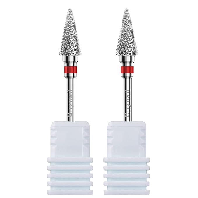 3/32" 2PCS Clean Umberllas Bits Fine Grit Carbide Cuticle Cleaner Bit for Electric Nail Drills – Professional Manicure Tool for Nail Salons and Home Use (F Grit. Silver)