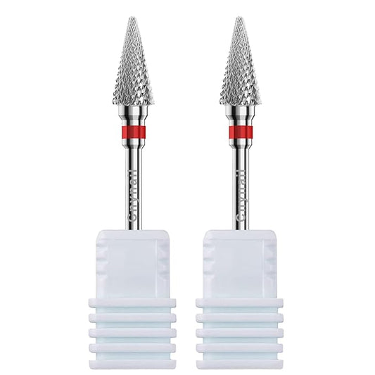 3/32" 2PCS Clean Umberllas Bits Fine Grit Carbide Cuticle Cleaner Bit for Electric Nail Drills – Professional Manicure Tool for Nail Salons and Home Use (F Grit. Silver)