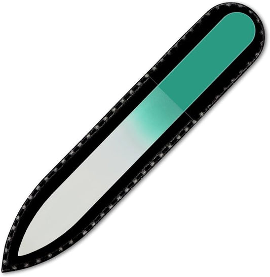 Color Crystal Nail File in Black Pouch - Small/Purse Size - Czech Tempered Glass - Handmade in Czech Republic