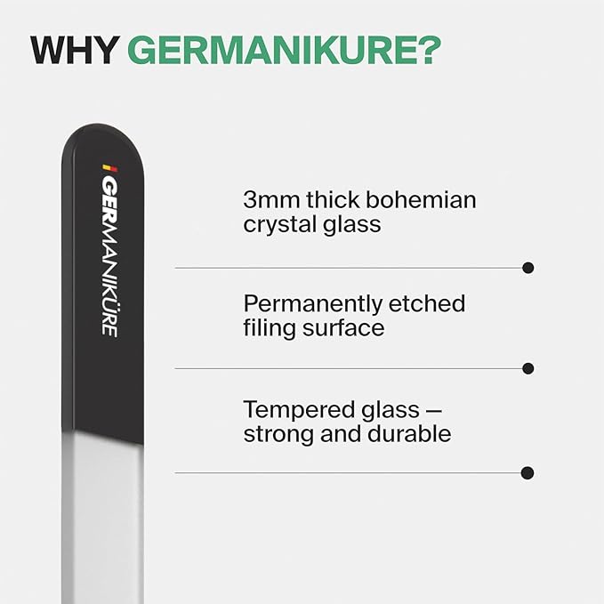 GERMANIKURE Glass Nail File in Cork Sleeve - Self Care is Sacred - Professional Crystal Nail File for Natural Nails - Ideal Manicure & Pedicure Tool for Smooth, Easy Shaping - Nail Care Gift